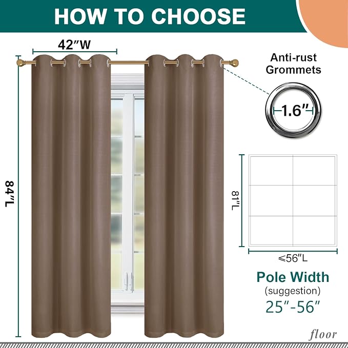 Diraysid 100% Blackout Curtains Cappuccino Linen Curtains - Image 3