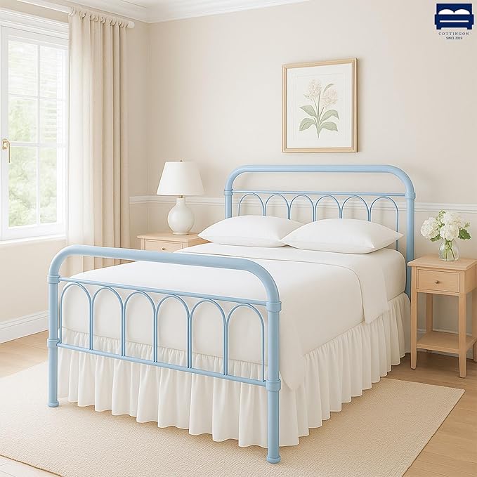 Ruffled Bed Skirt with Split Corners-Dust Ruffle - 18" Drop 100% Microfiber Soft,Sheen & Luxurious Look - Bed Skirts (White -Twin)