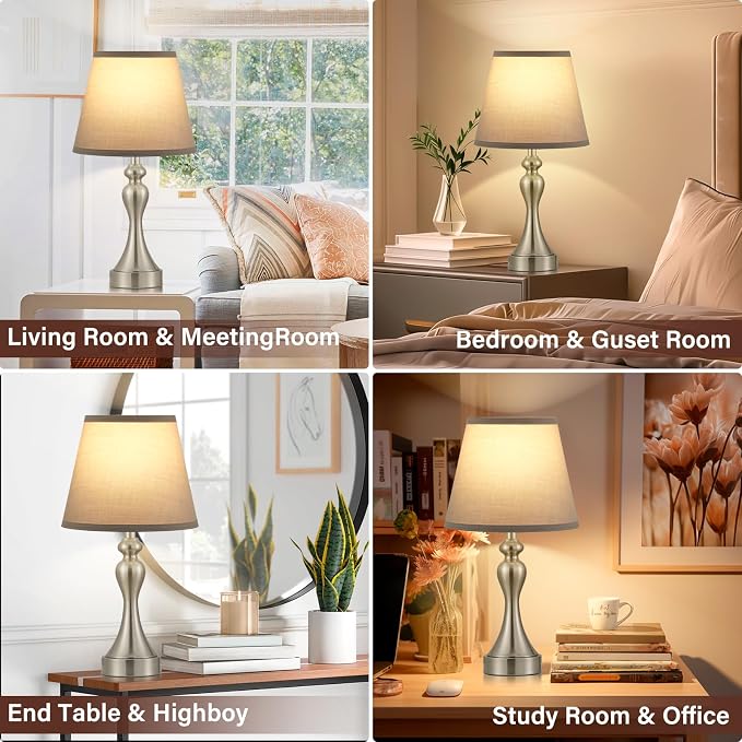 Touch Lamps for Nightstand, 3 Way Dimmable Bedside Lamps - Image 5