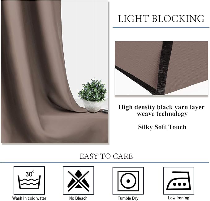 Diraysid Cappuccino Grommet Blackout Curtains - Image 4