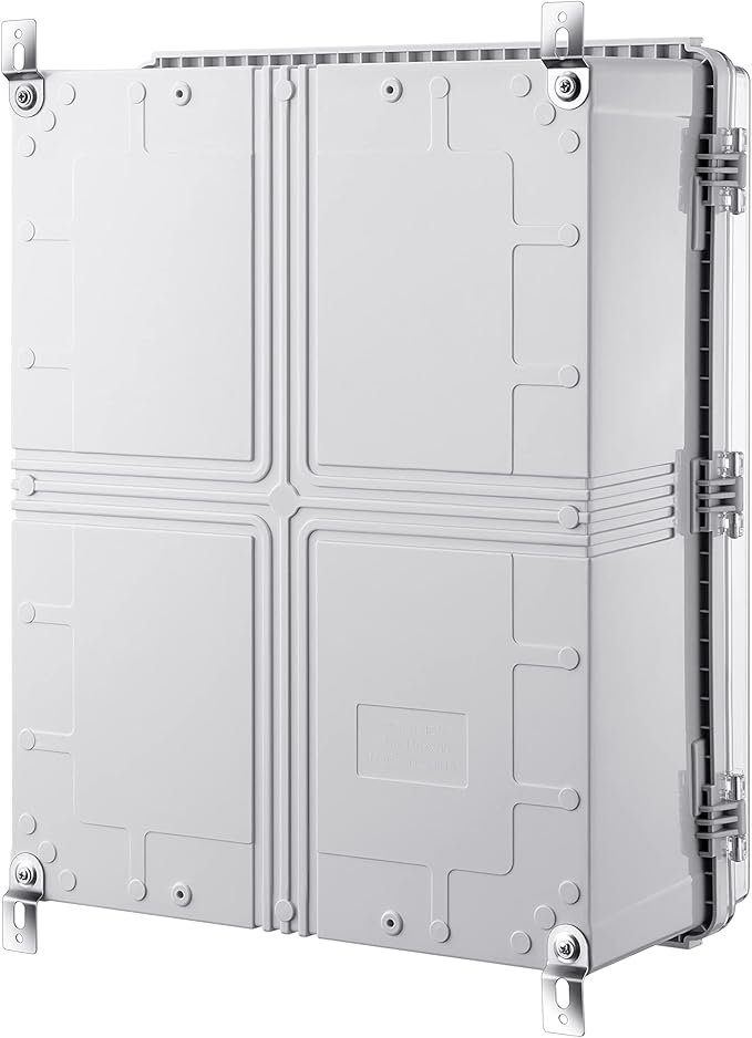 Gratury Junction Box, IP67 Waterproof Plastic Enclosure for Electrical Project, Hinged Grey Cover, Includes Mounting Plate and Wall Bracket (Transparent Cover, 20"×16.1"×7.9")