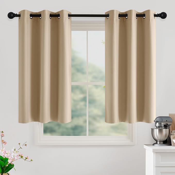 NICETOWN Beige Room Darkening Curtains 45 Inches Long 2 Panels by NICETOWN