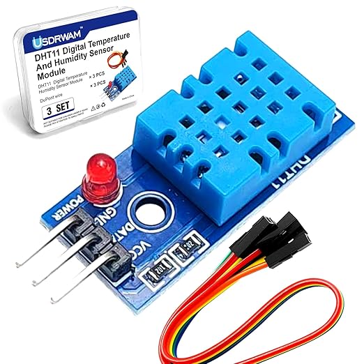 3 Set Digital Temperature and Humidity Sensor Modules, Compatible with DHT11, 3.3V–5V Sensors for Arduino with Dupont Wires