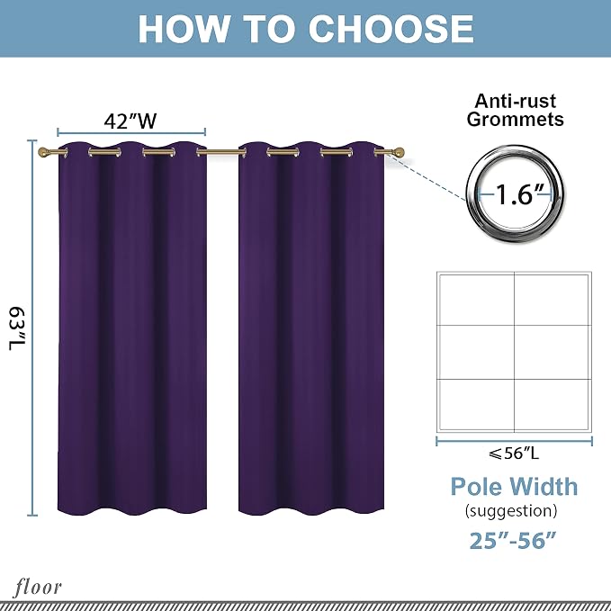 Diraysid Purple Grommet Blackout Curtains - Image 7