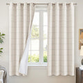 Plaid Blackout Curtains for Bedroom, 52x63 Inch 2 Panels, Light Grey | Boho by Lajode