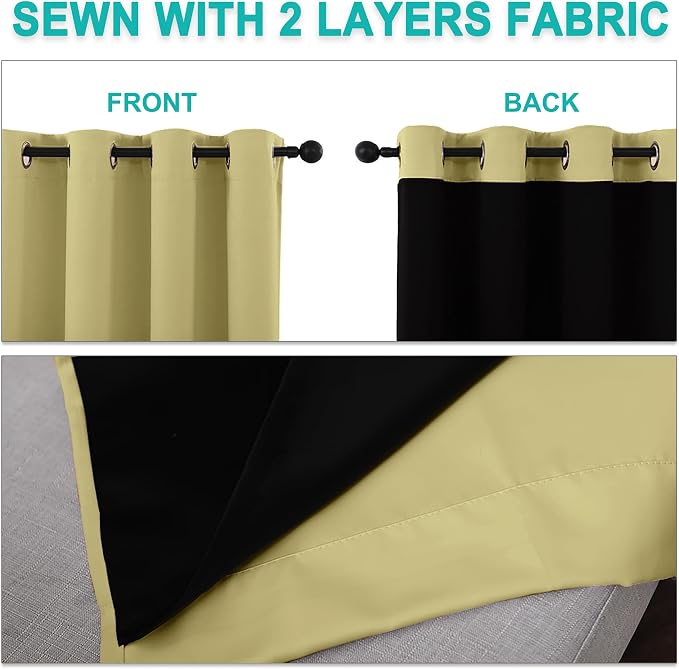 NICETOWN Full Shading Curtains 90" Long 2 Panels Set - Image 5