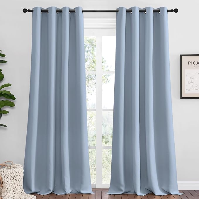 NICETOWN Vintage Blue Blackout Curtains 120 inches Length by NICETOWN