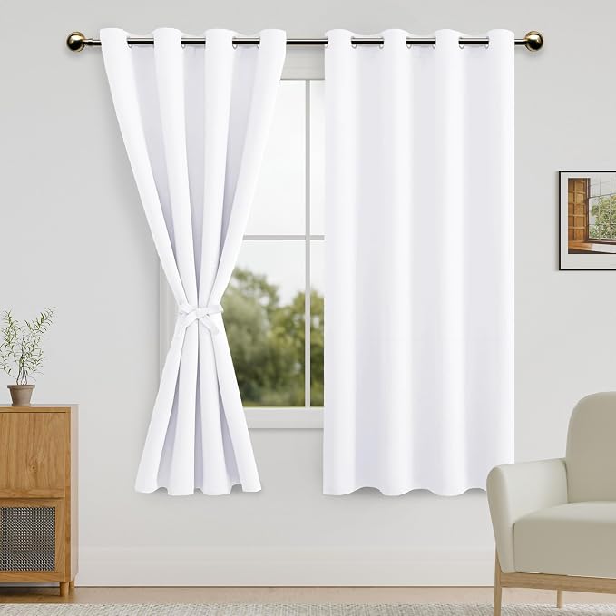 DWCN White Room Darkening Curtains 63 inch Long by DWCN