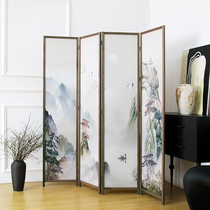 4 Panel Room Divider, 5.6 ft Tall Blackout Folding Privacy Screen - Image 5