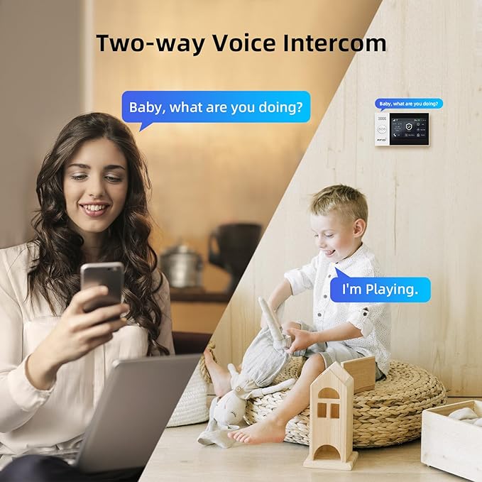 LWOHSI Home Security Systems,Wireless 4.3" Fulltouch Screen Home Alarm Kits with 2MP HD Security Camera,GSM 4G /Tuya APP Real-Time Alerts,Door Sensors,SOS,Work with Alexa&Google for Villa,Apartment