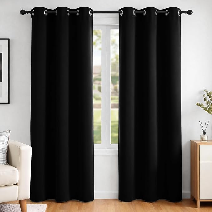 Deconovo Blackout Curtains for Bedroom and Living Room 84 Inches Long | Black by Unknown
