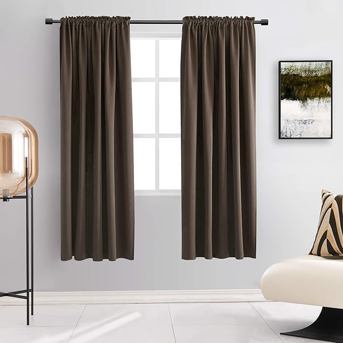 Chocolate Brown Blackout Curtains Panels by DONREN