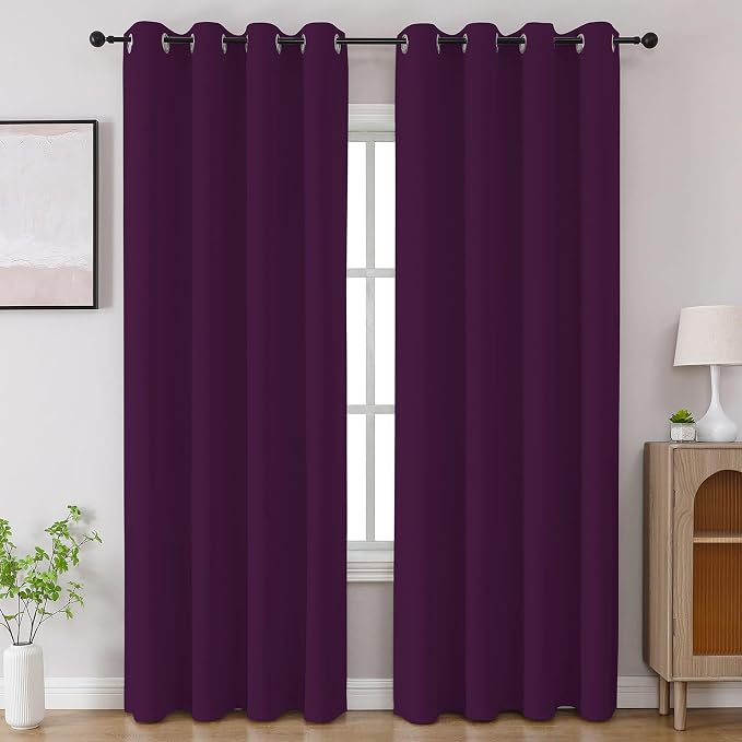 CUCRAF Purple Blackout Curtains 96 inch Length 2 Panels Set, Room Darkening by CUCRAF