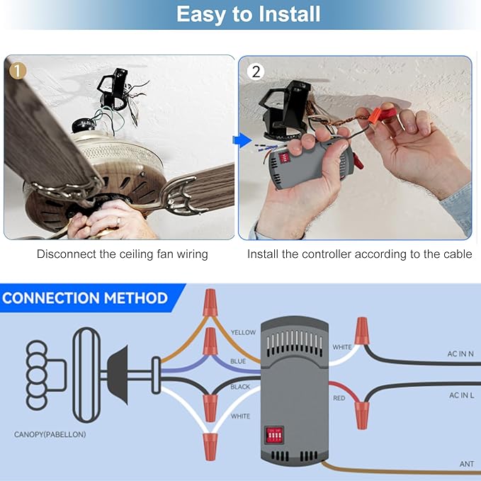 Hampton Bay Ceiling Fan Remote Control Kit, with Up and Down Light Remote Replacement for Hampton Bay Harbor Breeze Hunter Fan-HD FAN-53T FAN-35T UC7078T CHQ7078T Kit