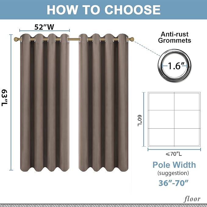 Diraysid Cappuccino Grommet Blackout Curtains - Image 3