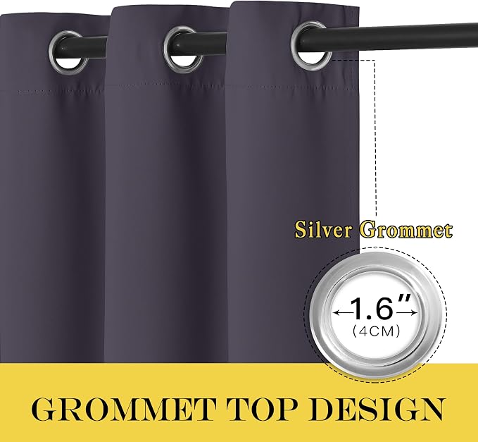 NICETOWN Greyish Purple Blackout Curtains 84 inch Length, Grommet Top Room - Image 5