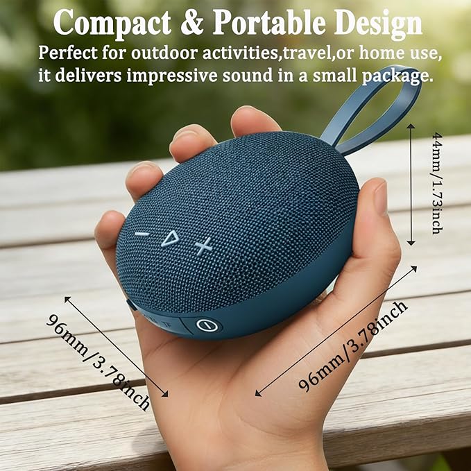 FIVERICH Magnetic Portable Bluetooth Speakers,IPX5 Shower Speaker Bluetooth Waterproof Extra Long Playtime,Support TF Card HiFi Sound Wireless Mini Speaker with BT 5.3 for Home, Beaches,Outdoor-Blue