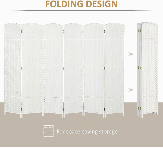 HOMCOM Room Divider Folding Privacy Screen 5.6' Tall Home Office White | - Image 4
