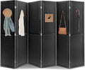 6 Panel Pegboard Room Divider | Black Wood Folding Privacy Screen by Unknown