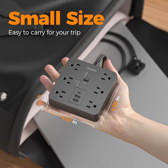 TESSAN 5Ft Black Extension Cord - Image 6