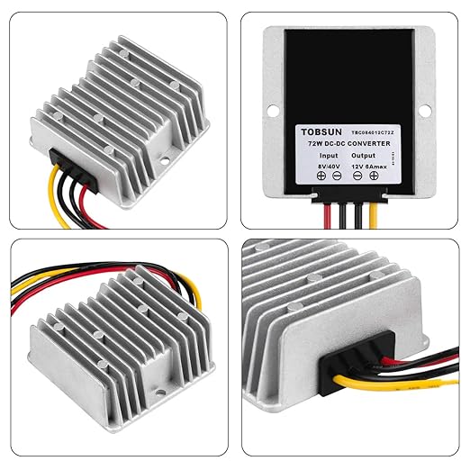 DC Voltage Reducer Converter DC 8V-40V to 12V 6A 72W Automatic Step Down Up Voltage Regulator Power Converter Waterproof Module Transformer for Golf Cart Club Car