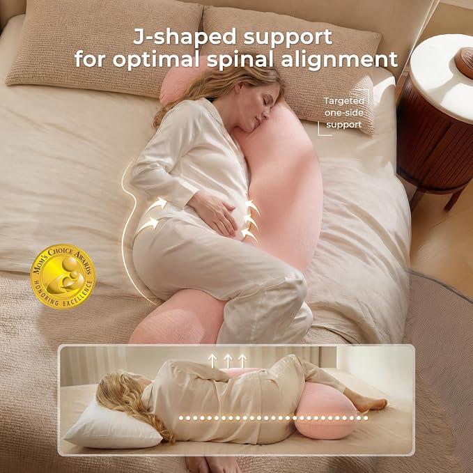 Momcozy J Shaped Pregnancy Pillow, Maternity Body Pillow - Image 2