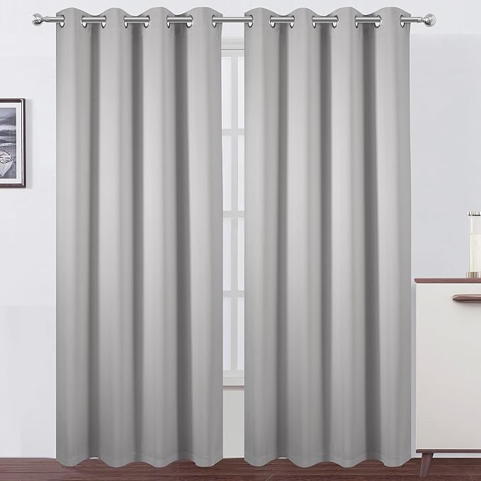 100% Blackout Curtains 52 x 95 Inch/Light Grey Curtains 2 Panels - Image 2