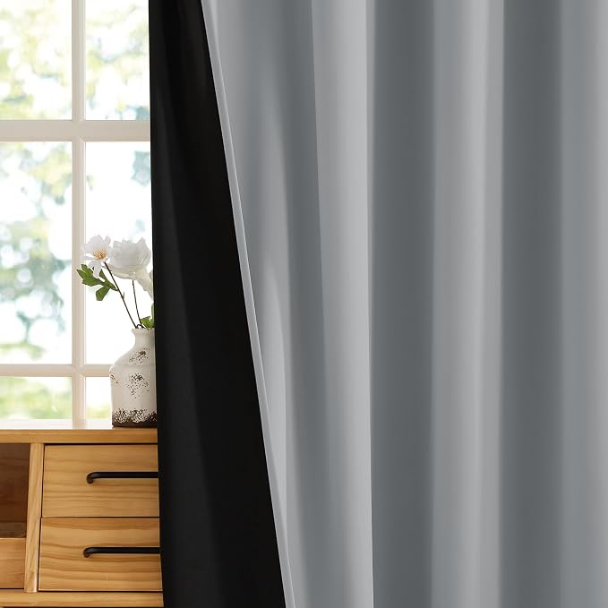 RYB HOME 100% Blackout Bedroom Curtains, Thermal Insulated Curtains | Heat & UV - Image 6