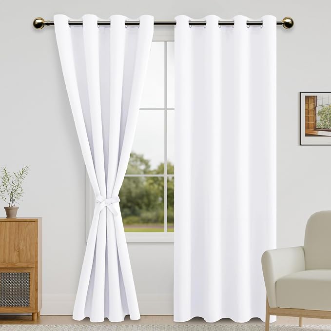 DWCN White Room Darkening Curtains 96 inch Long by DWCN