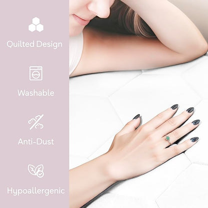 Hearth & Harbor Full Size Quilted Fitted Mattress Pad Cover, 100% Waterproof Mattress Protectors, Deep Pocket Fitted Mattress Cover 8" - 21" (54" x 75", White)