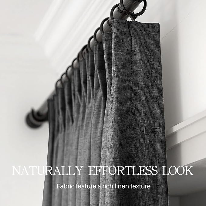 AUSSPVOCT Pinch Pleated 90 Inch Linen Curtains 100% Blackout - Image 6
