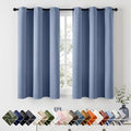 Short Denim Blue Blackout Kitchen Curtain W40 x L45 Inch 2 Panels | Thermal by Woaboy