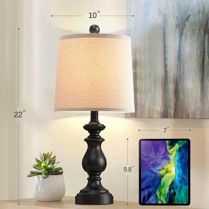 Traditional Table Lamp Set of 2, Rustic Farmhouse Table Lamps - Image 4