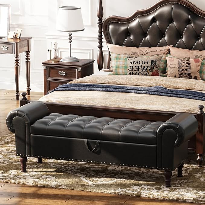 Apicizon 60" Bench with Storage, Upholstered Tufted Button Bedroom Bench with by APICIZON