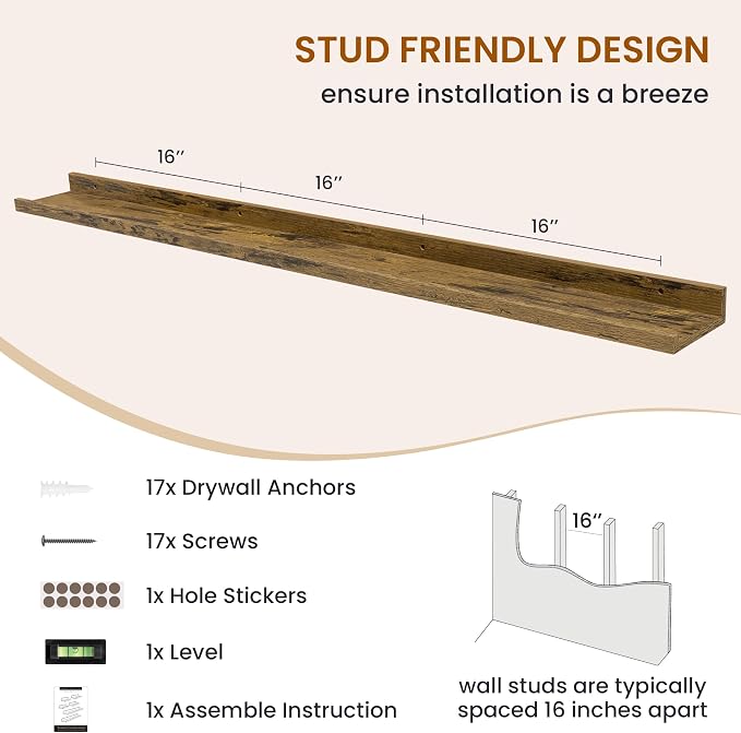 Picture Ledge Shelf, Floating Shelves - Image 5
