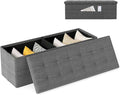 43" Folding Storage Ottoman Bench, End of Bed Foot Rest Stool by TOOLSEMPRE