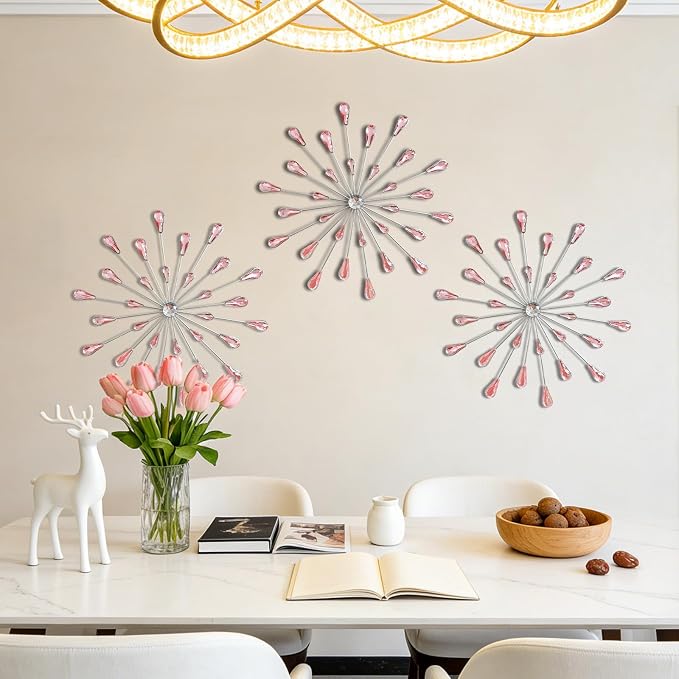 ZEXUIRU 3 Set Silver Starburst Wall Art - Image 2