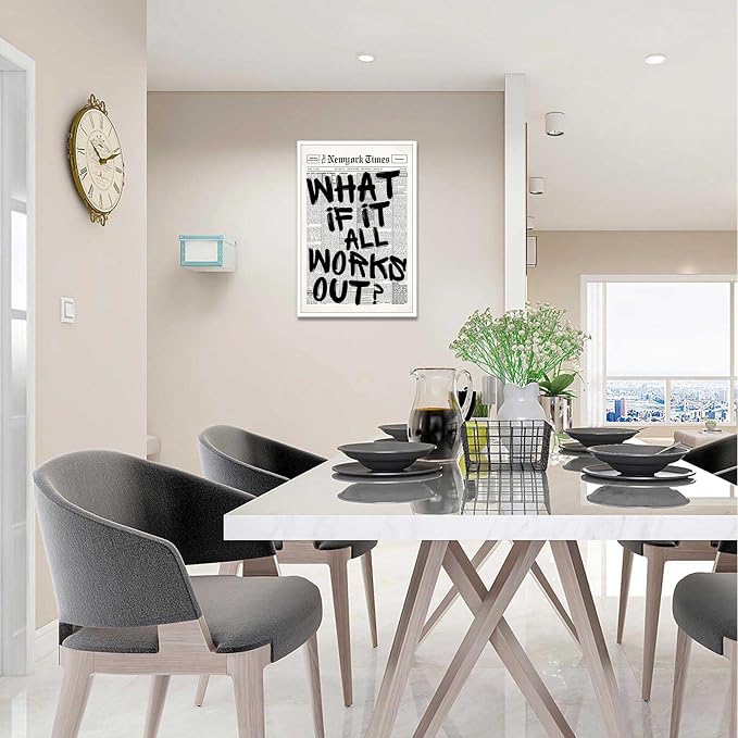 Retro Black And White Newspaper Poster What If It All Works Out Canvas Wall Art - Image 8