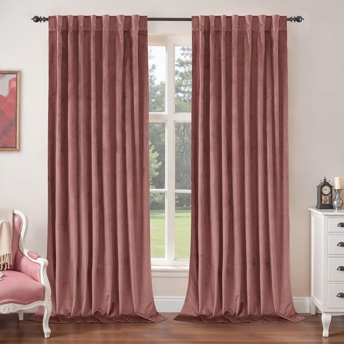 BGment Dusty Rose Pink Velvet Blackout Curtains 84 Inches by BGment