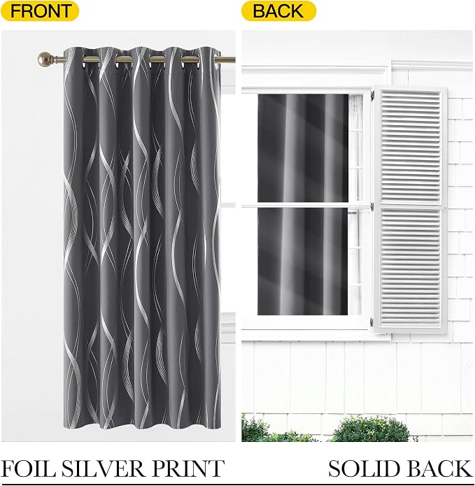 NICETOWN Grey Blackout Short Curtain - Image 5
