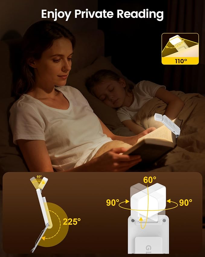 Glocusent Eye-Caring 12 LED Book Light, Compact Rechargeable Reading Light | - Image 7