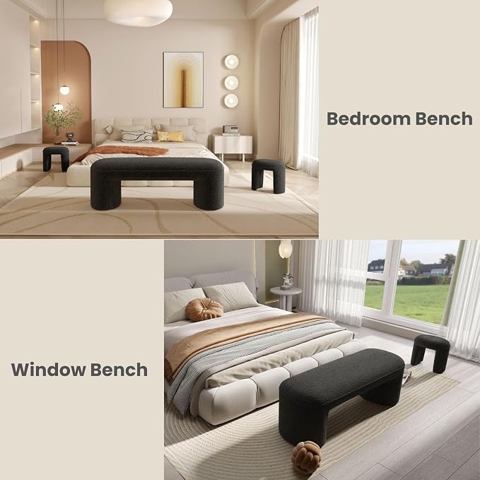 3-Piece Nesting Ottoman Bench Set，53" Long Upholstered End of Bed Bench - Image 7
