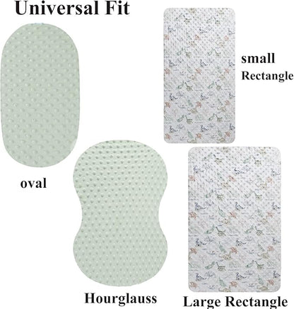 Dot Bassinet Sheet Set 2 Pack Stretch Fitted Cradle Sheets,Ultra Soft,Universal Fit Oval Rectangle Hourglass Pad/Mattress, for Baby Girls and Boys Light Green Dinosaur