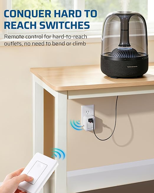 DEWENWILS Remote Control Outlet Wireless Wall Mounted Light Switch, Electrical Plug in On Off Power Switch for Lamps, Fans, Household Appliance, No Wiring, 100 Feet RF Range, Programmable