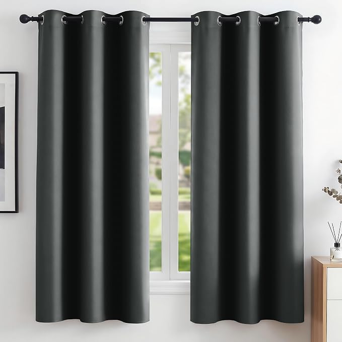 Deconovo Blackout Curtains for Bedroom and Living Room 63 Inches Long | Black by Unknown
