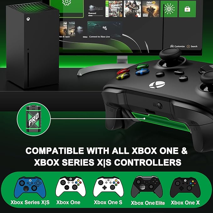 Upgraded Charger for Xbox One Controller Battery Pack with Four USB C Xbox Rechargeable Battery Pack Series X|S, One S/One X/Elite Controller Charger Station Accessories