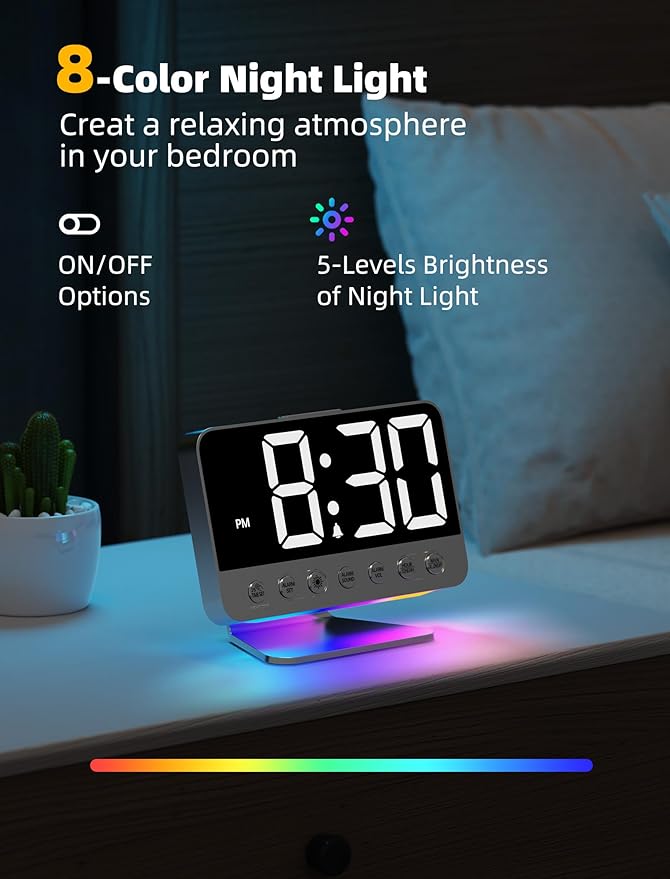Odokee Digital Alarm Clocks for Bedrooms: Easy to Read Across The Room | Large - Image 5