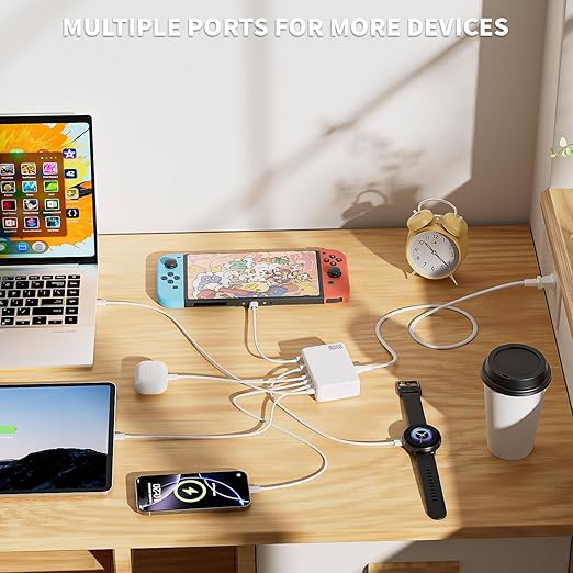 USB C Charger Block,200W Type C Charger Fast Charging,8 Port USB C & A Charging Station GaN III Desktop Hub Block Laptop Adapter for Apple iPhone Air/17/16/15,iPad Pro/Air/Mini,MacBook Pro/Air,Samsung
