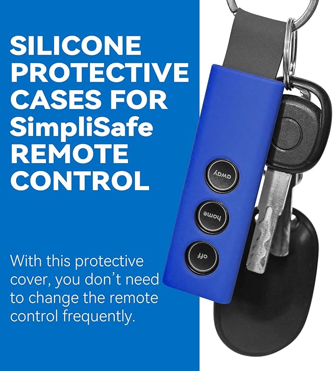 Protective Silicone Sleeve Case for SimpliSafe KeyFob - Arm and Disarm Remotely, Flexible Case for SimpliSafe Home Security System KeyFob - Latest Gen (Blue)