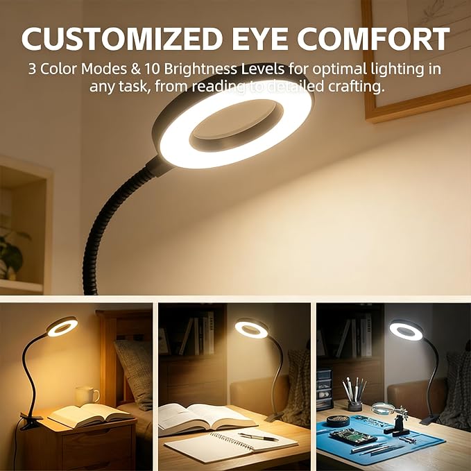 Sunny Power LED Clip On Book Light Eye-Care Bedside Reading Light - Image 8